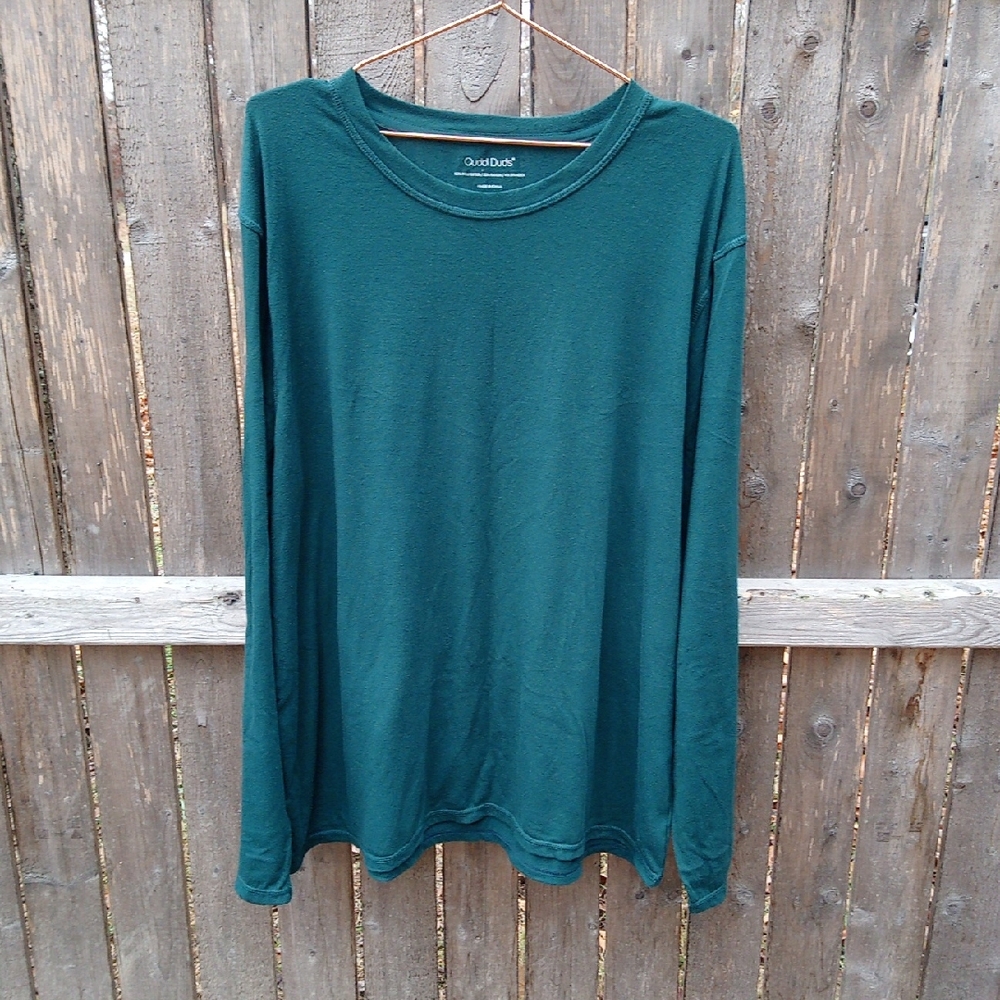 Cuddl Duds Green Long Sleeve Cozy Comfy Casual Top